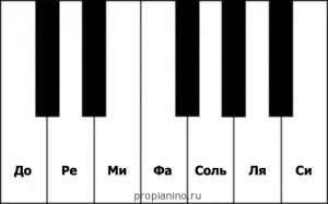 Расположение нот на клавишах пианино