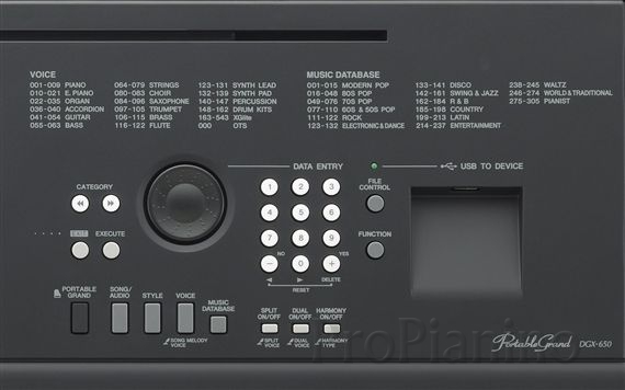 Yamaha DGX650B_detail